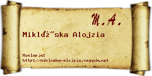 Miklóska Alojzia névjegykártya